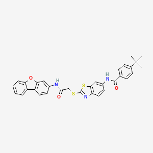 4-tert-butyl-N-(2-{[2-(dibenzo[b,d]furan-3-ylamino)-2-oxoethyl]sulfanyl}-1,3-benzothiazol-6-yl)benzamide