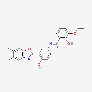 2-(5,6-dimethyl-1,3-benzoxazol-2-yl)-4-{[(E)-(3-ethoxy-2-hydroxyphenyl)methylidene]amino}phenol