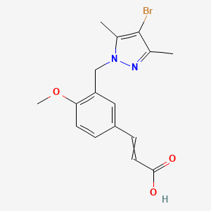 molecular formula C16H17BrN2O3 B15151087 3-(3-((4-Bromo-3,5-dimethyl-1H-pyrazol-1-yl)methyl)-4-methoxyphenyl)acrylic acid 