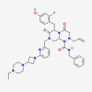 N-benzyl-8-({6-[3-(4-ethylpiperazin-1-yl)azetidin-1-yl]pyridin-2-yl}methyl)-6-[(2-fluoro-4-hydroxyphenyl)methyl]-4,7-dioxo-2-(prop-2-en-1-yl)-tetrahydropyrazino[2,1-c][1,2,4]triazine-1-carboxamide