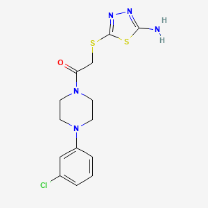 molecular formula C14H16ClN5OS2 B15151217 2-[(5-Amino-1,3,4-thiadiazol-2-yl)sulfanyl]-1-[4-(3-chlorophenyl)piperazin-1-yl]ethanone 