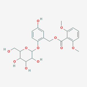 (5-Hydroxy-2-{[3,4,5-trihydroxy-6-(hydroxymethyl)oxan-2-yl]oxy}phenyl)methyl 2,6-dimethoxybenzoate