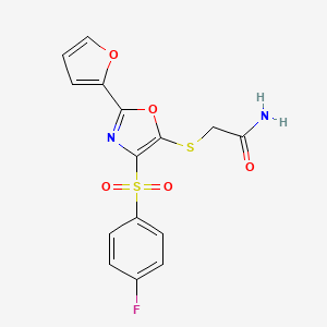 2-({4-[(4-Fluorophenyl)sulfonyl]-2-(furan-2-yl)-1,3-oxazol-5-yl}sulfanyl)acetamide