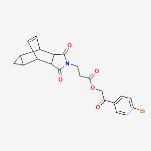 molecular formula C22H20BrNO5 B15151429 2-(4-bromophenyl)-2-oxoethyl 3-(1,3-dioxooctahydro-4,6-ethenocyclopropa[f]isoindol-2(1H)-yl)propanoate 