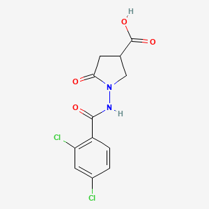 molecular formula C12H10Cl2N2O4 B15151435 1-{[(2,4-Dichlorophenyl)carbonyl]amino}-5-oxopyrrolidine-3-carboxylic acid 