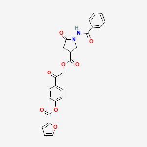 molecular formula C25H20N2O8 B15151740 2-{4-[(Furan-2-ylcarbonyl)oxy]phenyl}-2-oxoethyl 5-oxo-1-[(phenylcarbonyl)amino]pyrrolidine-3-carboxylate 