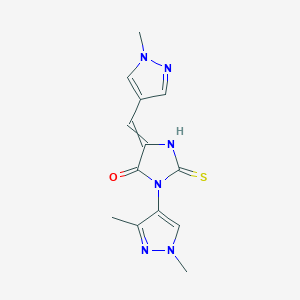 3-(1,3-Dimethylpyrazol-4-yl)-5-[(1-methylpyrazol-4-yl)methylidene]-2-sulfanylideneimidazolidin-4-one