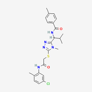 molecular formula C24H28ClN5O2S B15151810 N-{1-[5-({2-[(5-chloro-2-methylphenyl)amino]-2-oxoethyl}sulfanyl)-4-methyl-4H-1,2,4-triazol-3-yl]-2-methylpropyl}-4-methylbenzamide 