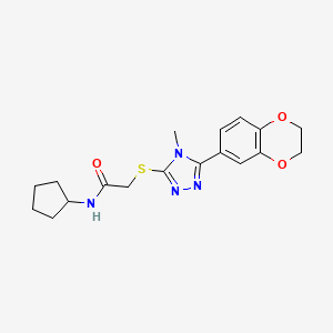 N-cyclopentyl-2-{[5-(2,3-dihydro-1,4-benzodioxin-6-yl)-4-methyl-4H-1,2,4-triazol-3-yl]sulfanyl}acetamide