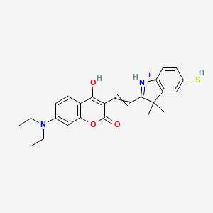 molecular formula C25H27N2O3S+ B1515223 7-(Diethylamino)-3-[2-(3,3-dimethyl-5-sulfanylindol-1-ium-2-yl)ethenyl]-4-hydroxychromen-2-one 