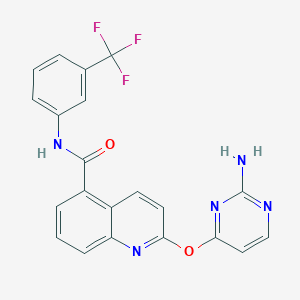 molecular formula C21H14F3N5O2 B1515288 2-((2-Aminopyrimidin-4-yl)oxy)-N-(3-(trifluoromethyl)phenyl)quinoline-5-carboxamide 