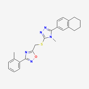 3-(2-methylphenyl)-5-({[4-methyl-5-(5,6,7,8-tetrahydronaphthalen-2-yl)-4H-1,2,4-triazol-3-yl]sulfanyl}methyl)-1,2,4-oxadiazole