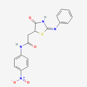 N-(4-nitrophenyl)-2-[(2E)-4-oxo-2-(phenylimino)-1,3-thiazolidin-5-yl]acetamide