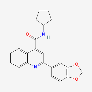 molecular formula C22H20N2O3 B15152973 2-(1,3-benzodioxol-5-yl)-N-cyclopentylquinoline-4-carboxamide 