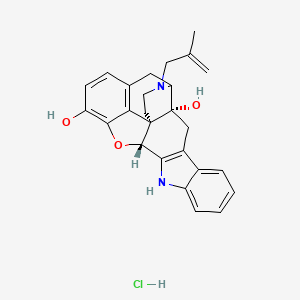 molecular formula C26H27ClN2O3 B1515312 (1R,2R,13R)-22-(2-Methylprop-2-enyl)-14-oxa-11,22-diazaheptacyclo[13.9.1.01,13.02,21.04,12.05,10.019,25]pentacosa-4(12),5,7,9,15,17,19(25)-heptaene-2,16-diol;hydrochloride CAS No. 342884-62-2