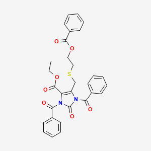 ethyl 2-oxo-1,3-bis(phenylcarbonyl)-5-[({2-[(phenylcarbonyl)oxy]ethyl}sulfanyl)methyl]-2,3-dihydro-1H-imidazole-4-carboxylate