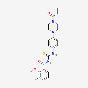 2-methoxy-3-methyl-N-{[4-(4-propanoylpiperazin-1-yl)phenyl]carbamothioyl}benzamide