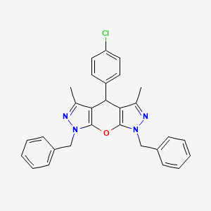 4,12-dibenzyl-8-(4-chlorophenyl)-6,10-dimethyl-2-oxa-4,5,11,12-tetrazatricyclo[7.3.0.03,7]dodeca-1(9),3(7),5,10-tetraene