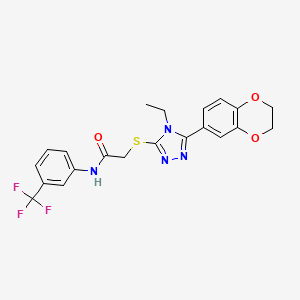 2-{[5-(2,3-dihydro-1,4-benzodioxin-6-yl)-4-ethyl-4H-1,2,4-triazol-3-yl]sulfanyl}-N-[3-(trifluoromethyl)phenyl]acetamide