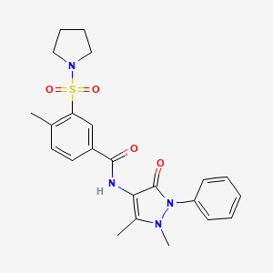 N-(1,5-dimethyl-3-oxo-2-phenyl-2,3-dihydro-1H-pyrazol-4-yl)-4-methyl-3-(pyrrolidin-1-ylsulfonyl)benzamide