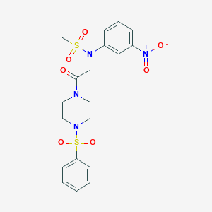 molecular formula C19H22N4O7S2 B15153943 N-(3-nitrophenyl)-N-{2-oxo-2-[4-(phenylsulfonyl)piperazin-1-yl]ethyl}methanesulfonamide 