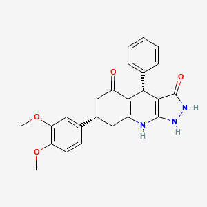 (4S,7S)-7-(3,4-dimethoxyphenyl)-4-phenyl-1H,2H,4H,6H,7H,8H,9H-pyrazolo[3,4-b]quinoline-3,5-dione