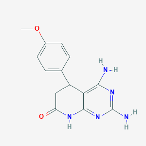 molecular formula C14H15N5O2 B15154139 2,4-diamino-5-(4-methoxyphenyl)-5,8-dihydropyrido[2,3-d]pyrimidin-7(6H)-one 