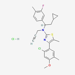 4-(2-chloro-4-methoxy-5-methylphenyl)-N-[2-cyclopropyl-1-(3-fluoro-4-methylphenyl)ethyl]-5-methyl-N-prop-2-ynyl-1,3-thiazol-2-amine;hydrochloride