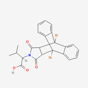 molecular formula C23H19Br2NO4 B15154344 2-(1,8-Dibromo-16,18-dioxo-17-azapentacyclo[6.6.5.0~2,7~.0~9,14~.0~15,19~]nonadeca-2,4,6,9,11,13-hexaen-17-yl)-3-methylbutanoic acid (non-preferred name) 