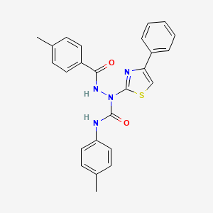 molecular formula C25H22N4O2S B15154435 4-Methyl-N-{[(4-methylphenyl)carbamoyl](4-phenyl-1,3-thiazol-2-YL)amino}benzamide 