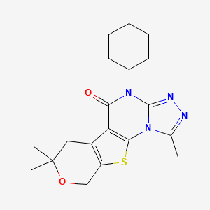 7-cyclohexyl-3,12,12-trimethyl-13-oxa-16-thia-2,4,5,7-tetrazatetracyclo[7.7.0.02,6.010,15]hexadeca-1(9),3,5,10(15)-tetraen-8-one