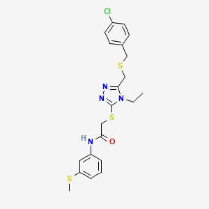 2-[(5-{[(4-chlorobenzyl)sulfanyl]methyl}-4-ethyl-4H-1,2,4-triazol-3-yl)sulfanyl]-N-[3-(methylsulfanyl)phenyl]acetamide