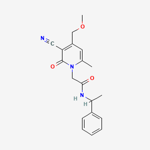 2-[3-cyano-4-(methoxymethyl)-6-methyl-2-oxopyridin-1-yl]-N-(1-phenylethyl)acetamide