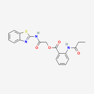 molecular formula C19H17N3O4S B15154786 2-(1,3-Benzothiazol-2-ylamino)-2-oxoethyl 2-(propanoylamino)benzoate 