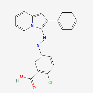 molecular formula C21H14ClN3O2 B15154789 2-chloro-5-[(E)-(2-phenylindolizin-3-yl)diazenyl]benzoic acid 