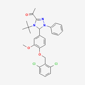 molecular formula C28H29Cl2N3O3 B15154790 1-(4-tert-butyl-5-{4-[(2,6-dichlorobenzyl)oxy]-3-methoxyphenyl}-1-phenyl-4,5-dihydro-1H-1,2,4-triazol-3-yl)ethanone 