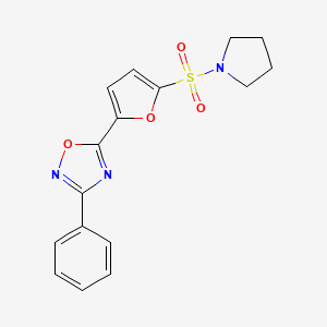 molecular formula C16H15N3O4S B15154837 3-Phenyl-5-[5-(pyrrolidin-1-ylsulfonyl)furan-2-yl]-1,2,4-oxadiazole 