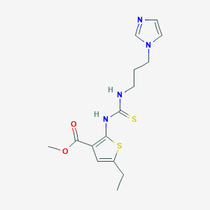 molecular formula C15H20N4O2S2 B15154908 methyl 5-ethyl-2-({[3-(1H-imidazol-1-yl)propyl]carbamothioyl}amino)thiophene-3-carboxylate 