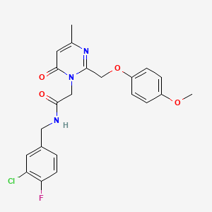 N-(3-chloro-4-fluorobenzyl)-2-{2-[(4-methoxyphenoxy)methyl]-4-methyl-6-oxopyrimidin-1(6H)-yl}acetamide