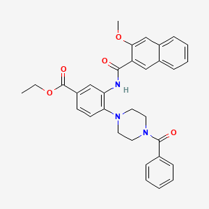 Ethyl 3-{[(3-methoxynaphthalen-2-yl)carbonyl]amino}-4-[4-(phenylcarbonyl)piperazin-1-yl]benzoate