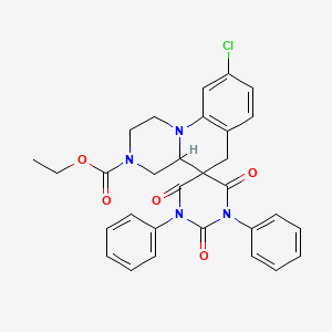 Ethyl 9'-chloro-2,4,6-trioxo-1,5-diphenyl-2',4',4'A,6'-tetrahydro-1'H-spiro[1,5-diazinane-3,5'-pyrazino[1,2-A]quinoline]-3'-carboxylate