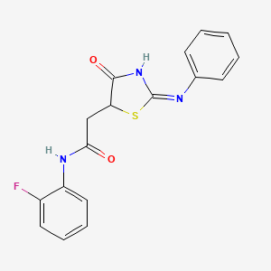 N-(2-fluorophenyl)-2-[(2Z)-4-oxo-2-(phenylimino)-1,3-thiazolidin-5-yl]acetamide