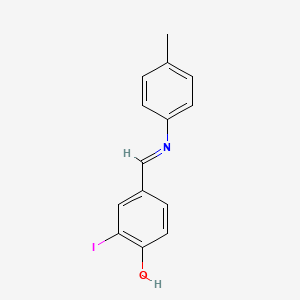 molecular formula C14H12INO B15155506 2-iodo-4-{(E)-[(4-methylphenyl)imino]methyl}phenol 