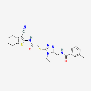 N-{[5-({2-[(3-cyano-4,5,6,7-tetrahydro-1-benzothiophen-2-yl)amino]-2-oxoethyl}sulfanyl)-4-ethyl-4H-1,2,4-triazol-3-yl]methyl}-3-methylbenzamide