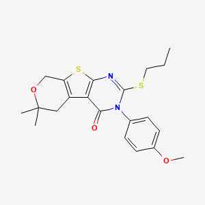 4-(4-methoxyphenyl)-12,12-dimethyl-5-propylsulfanyl-11-oxa-8-thia-4,6-diazatricyclo[7.4.0.02,7]trideca-1(9),2(7),5-trien-3-one