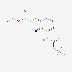 molecular formula C16H19N3O4 B15155948 Ethyl 8-((tert-butoxycarbonyl)amino)-1,7-naphthyridine-3-carboxylate 