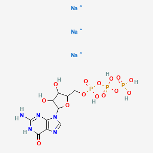 ({[5-(2-amino-6-oxo-1H-purin-9-yl)-3,4-dihydroxyoxolan-2-yl]methoxy(hydroxy)phosphoryl}oxy(hydroxy)phosphoryl)oxyphosphonic acid trisodium