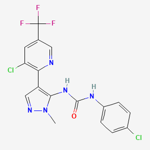 molecular formula C17H12Cl2F3N5O B15156975 1-(4-chlorophenyl)-3-{4-[3-chloro-5-(trifluoromethyl)pyridin-2-yl]-1-methyl-1H-pyrazol-5-yl}urea 