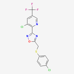 molecular formula C15H8Cl2F3N3OS B15157047 3-Chloro-2-(5-{[(4-chlorophenyl)sulfanyl]methyl}-1,2,4-oxadiazol-3-yl)-5-(trifluoromethyl)pyridine 