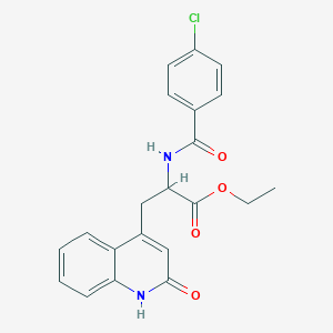 Ethyl 2-(4-chlorobenzamido)-3-(2-oxo-1,2-dihydroquinolin-4-yl)propanoate